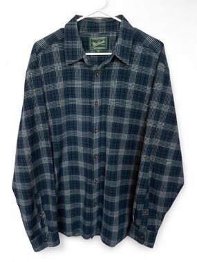 Men's Vintage‎ Woolrich Cotton Plaid Long Sleeve Button Down Flannel Shirt XL